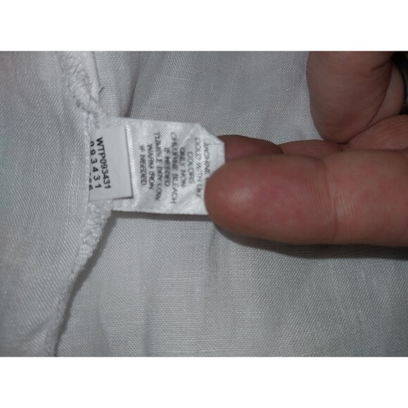 J Jill Love Linen White Pin Tuck 1/2 Button Blouse - Picture 4 of 4